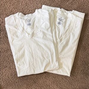 Stafford Classic Fit White V-Neck T-Shirt